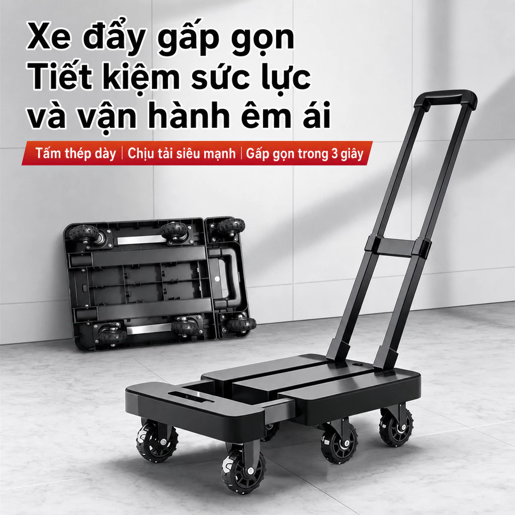 Xe Kéo 2-6 Bánh Hàng Nhập Khẩu Gấp Gọn Siêu Tải Trọng 100-300KG
