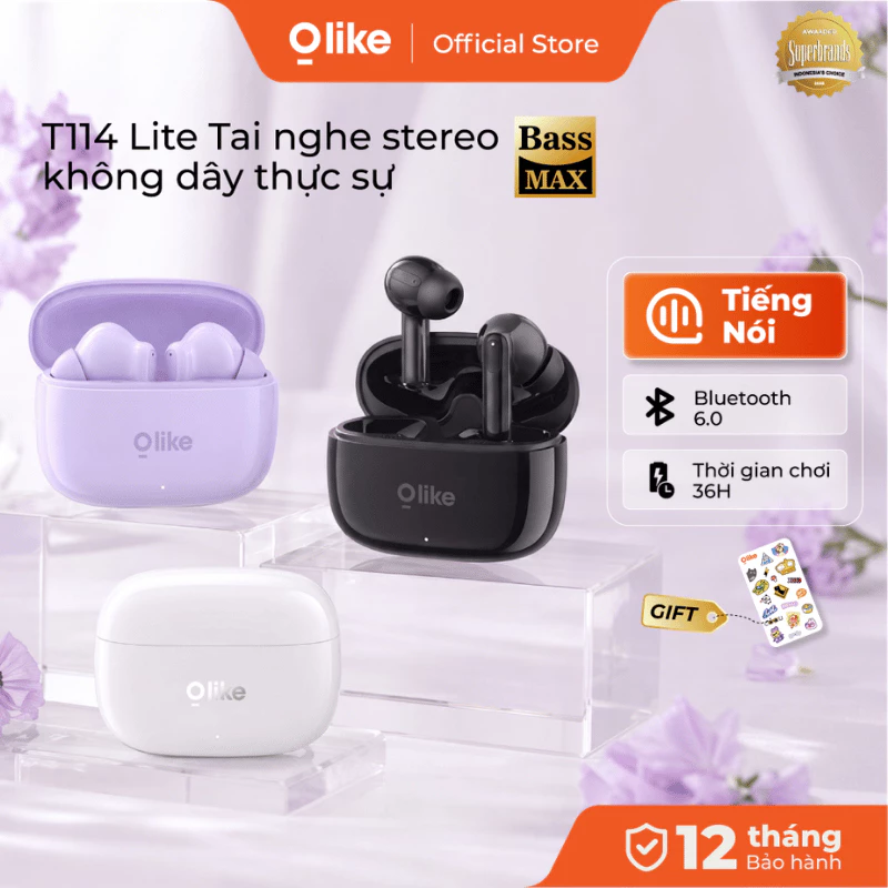 Olike T114 Lite hộp sạc và tai nghe