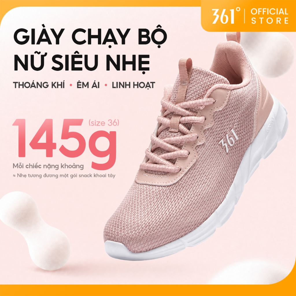 361 Độ BASIC Nữ Chạy Bộ Giày Thể Thao Lưới Thoáng Khí Thường Nhẹ Đệm Hấp Thụ Sốc Giày Thể Thao Nữ 681832280