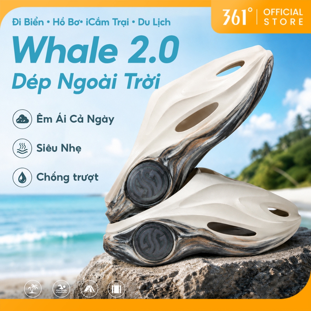 Dép 361 Độ Nam Nữ Cá Voi 2.0 Dép Thoáng Khí Chống Trơn Trượt Bounce Dép Cho Ngoài Trời 672421103 | BigBuy360 - bigbuy360.vn