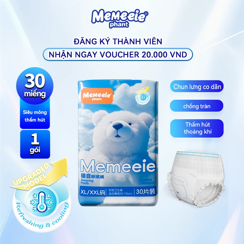 Bäng ve sinh dang quàn Memeeie 30 miêng,Sièu mòng thám húttót, chóng tràn hièu quà[Che tên SP]