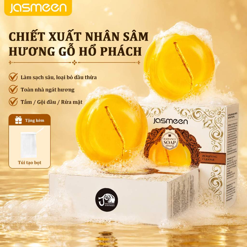 Xà phòng nhân sâm hỗ trợ giảm mụn lưng và giúp da mềm mịn với JASMEEN 100g