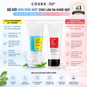 Sữa Rửa Mặt Cosrx Salicylic Acid 0.5% Daily Gentle Cleanser/Low pH Good Morning Gel Cleanser 150ml