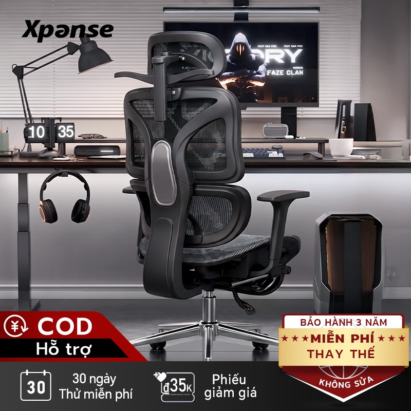 Ghế công thái học Xpanse W203 Vải Ice Silk mát lạnh + Tấm đệm đỡ thắt lưng độc lập | ghế xoay văn phòng | ghế làm việc
