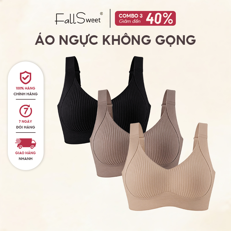FallSweet Combo 3 Bigsize Thu Nhỏ Áo Ngực Dành Cho Nữ Dây Miễn Phí Liền Mạch Bralette Thân Thiết