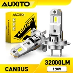 AUXITO 2PC Đèn pha LED VF3 H7 DFM LED 32000Lm  Đèn Pha Siêu Sáng 7035 Bóng Đèn Pha LED Ô Tô Mini Không Dây SMD Có Quạt 6500K Trắng — ảnh 1