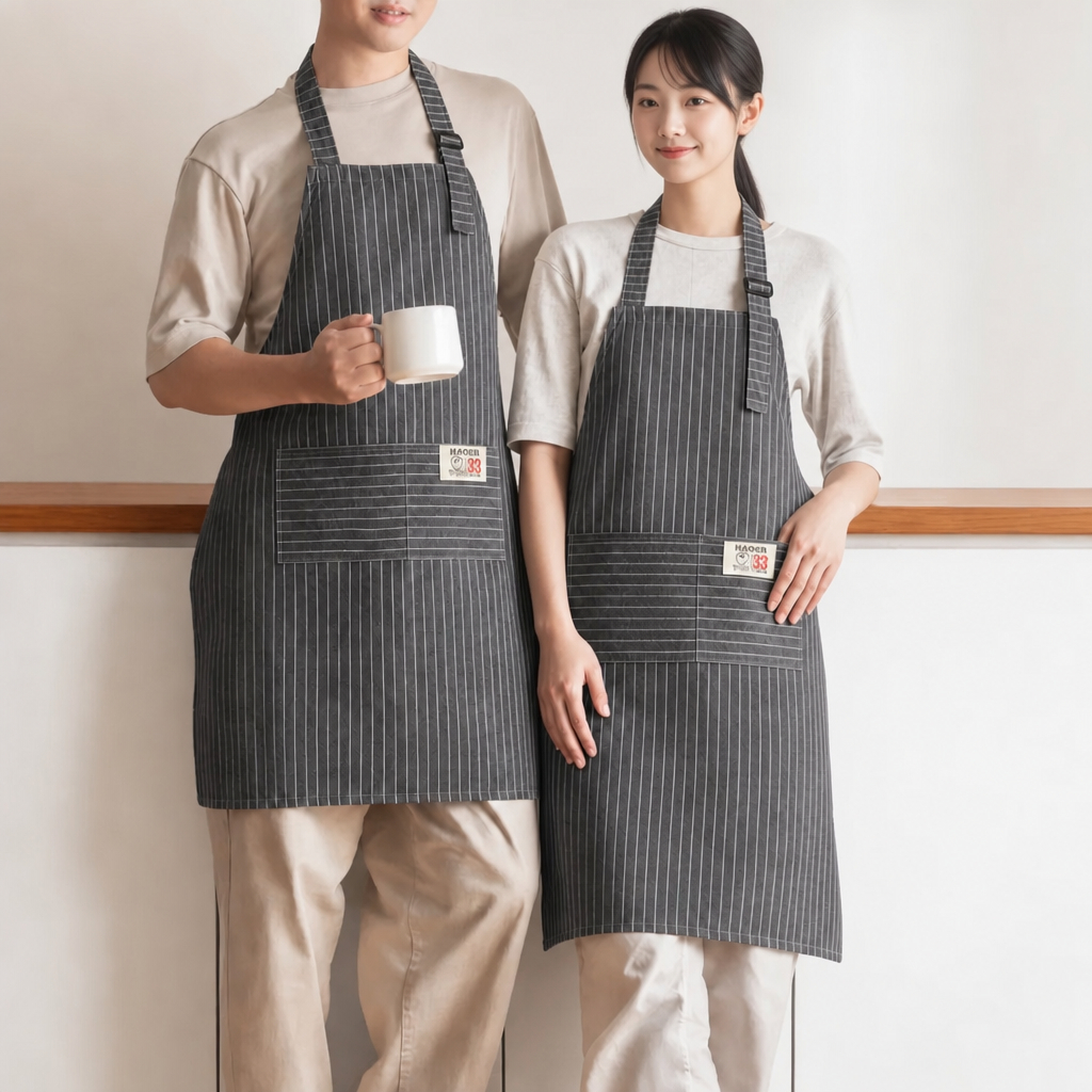 Tạp dề cotton phong cách Nhật Bản, chống vết bẩn và thoáng khí, unisex, thích hợp để nấu ăn tại nhà và làm việc tại nhà hàng.