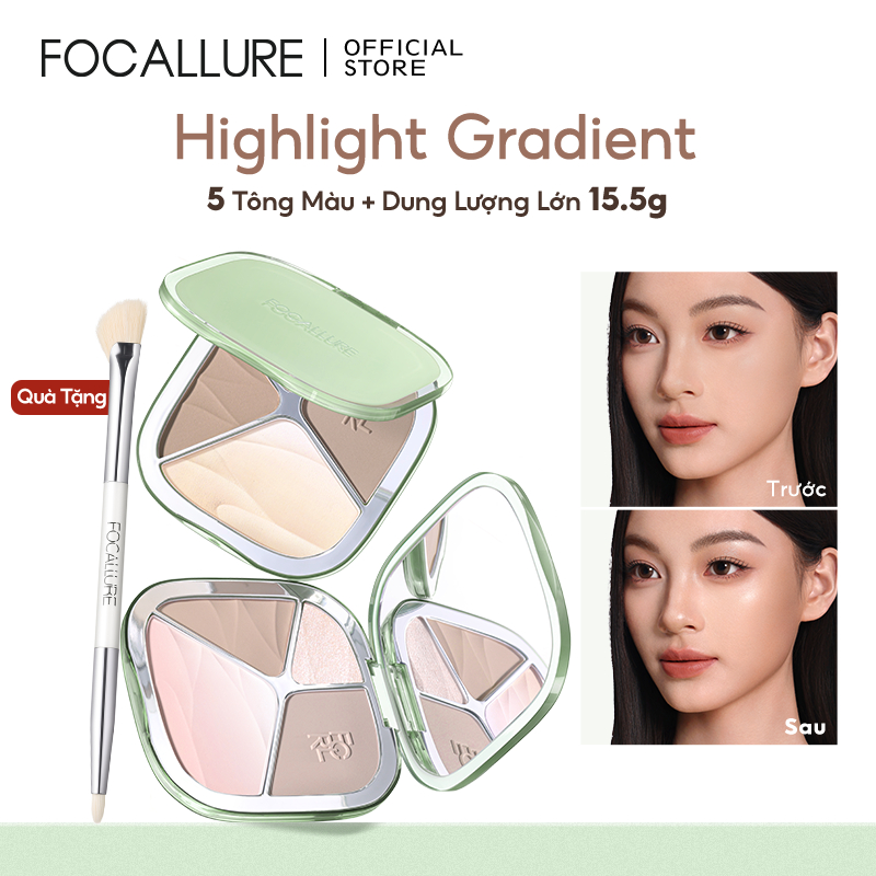 FOCALLURE Multi-use Gradient Highlighter Contour Blush Glow Face Palette Nhẹ & Pha trộn