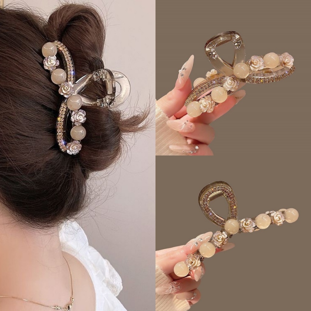 Thời Trang Nữ Cua Móng Vuốt Tóc Ngọc Trai Kẹp Tóc
