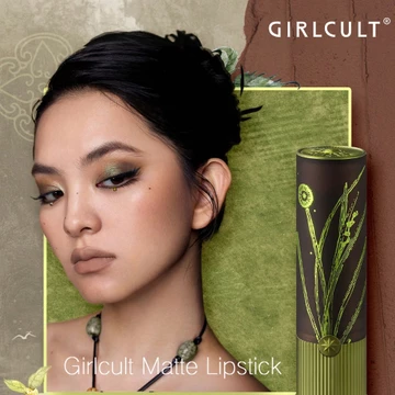 Gilcult Sản phẩm mới mùa xuân 2025, Kem dưỡng môi Mousse mờ, Son bóng pha lê màu nâu xanh lá cây, thẻ đỏ, son môi cá tính