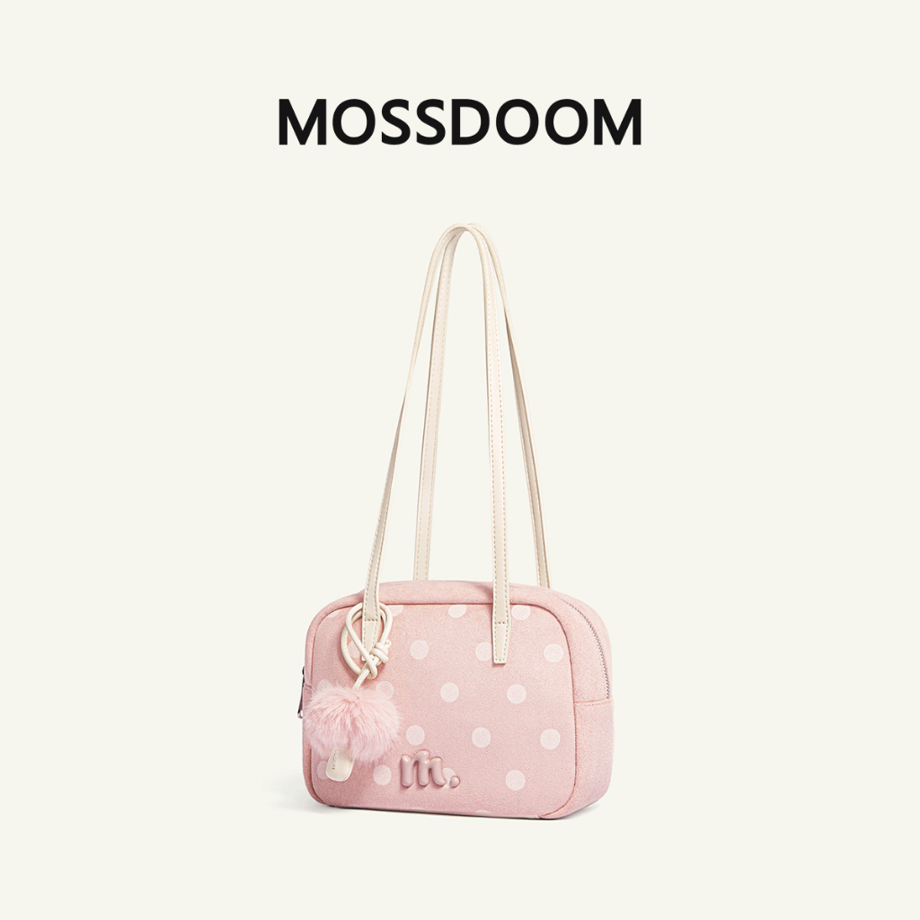 The Bubble Collection】MOSSDOOM Keira Bag Nữ Túi Đeo Vai Mini Chấm Bi Phong Cách Da Lộn Ngọt Ngào Và Dễ Thương Túi Vuông Nhỏ