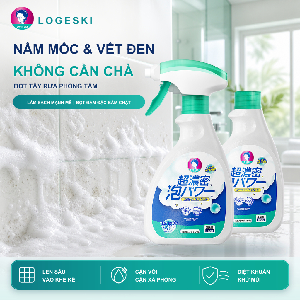 Bọt Tuyết Vệ Sinh Phòng Tắm LOGESKI Không Cần Chà Tẩy Vết Ố Vàng Cặn Bẩn Khử Mùi Loại Bỏ Nấm Mốc