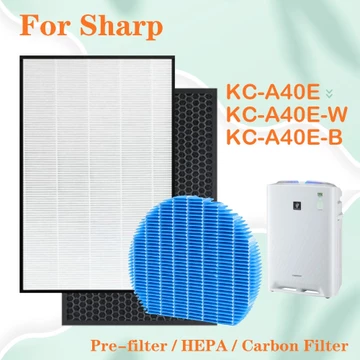 FZ-A40HFE FZ-A40DFE FZ-A60MFE Thay thế cho máy lọc không khí Sharp KC-A40E-W KC-A40E-B KC-A40 KC-A40E, Bộ lọc HEPA tương thích Bộ lọc than hoạt tính và bộ tạo độ ẩm