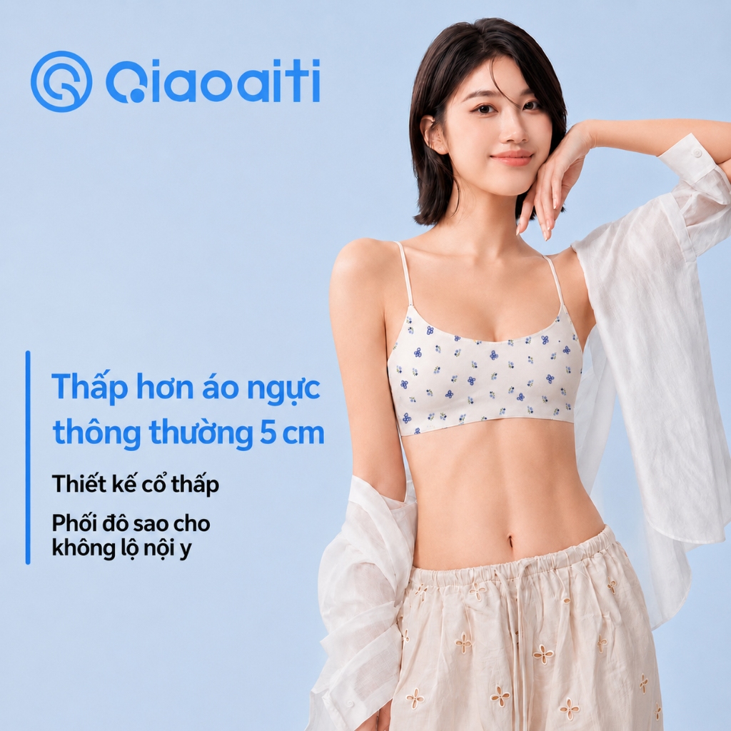 Qiaoaiti Áo Bra Nữ Không Gọng Mặc Được Nhiều Kiểu Dáng Demi Cổ Thấp Bản Lưng Mảnh Chất Su Cao Cấp Mềm Mịn Độ Đàn Hồi Cao Không Viền 110