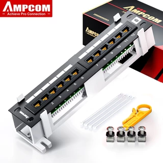 Bảng vá 12 cổng AMPCOM Cat6A / Cat6 UTP Mini Patch Panel có giá đỡ Wallmount Bao gồm màu đen