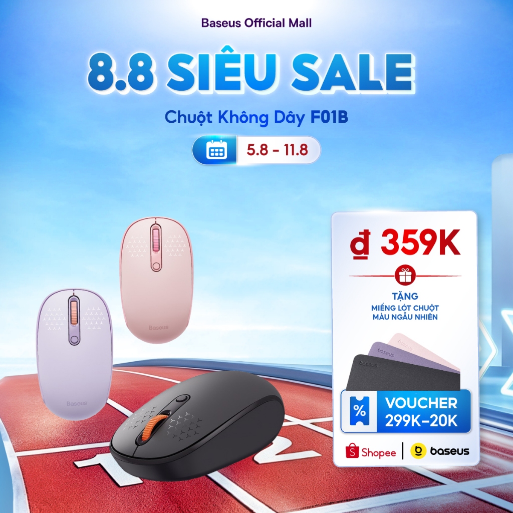 Chuột Không Dây F01B Baseus Thiết Kế Ôm Tay, Nhỏ Gọn Tinh Tế Kết Nối Ba Chế Độ Nhẹ Và Nhỏ Gọn