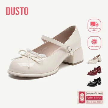 DUSTO Mary Jane Giày Da Gót Dày Mary Jane Giày Nơ DWA300370A