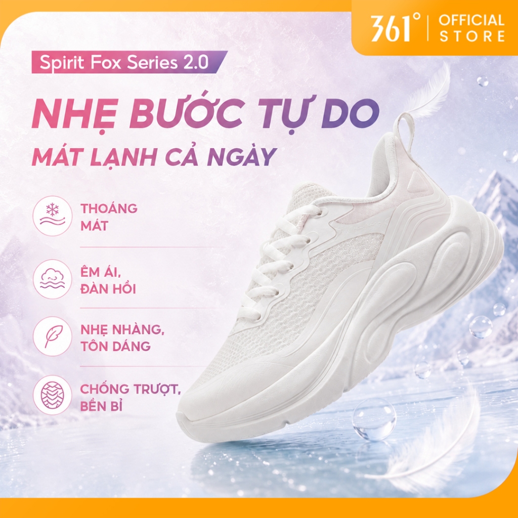 Giày chạy bộ nữ Spirit Fox Series 2.0 361 độ Nhẹ và thoáng khí co giãn và nhẹ 682512235