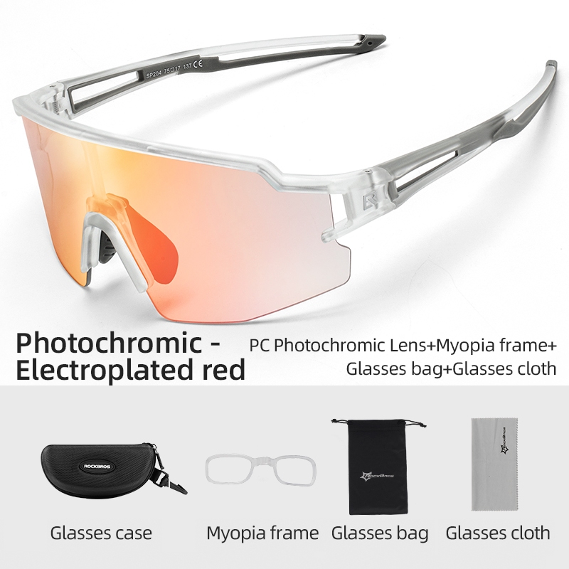 【Giao hàng 3 ngày】Kính Phân Cực Đổi Màu ROCKBROS Đạp Xe UV400 Chống Chói Chống Gió Tròng Rộng Khung Cận Thị Thể Thao Nam Nữ