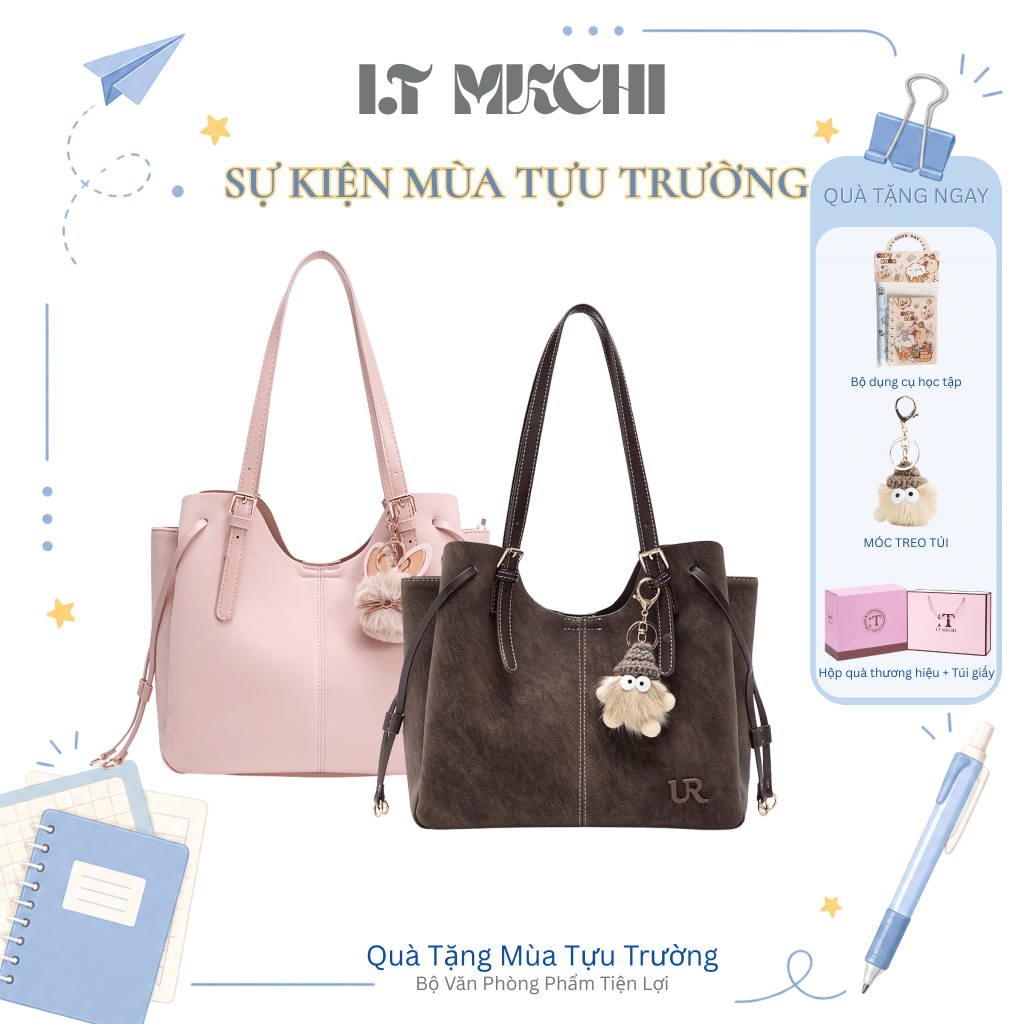 I.T MKCHI Túi Tote Nữ Dung Tích Lớn Túi Đeo Vai Da PU Thanh Lịch Kèm Hộp Quà Tặng Quyến Rũ Dễ Thương