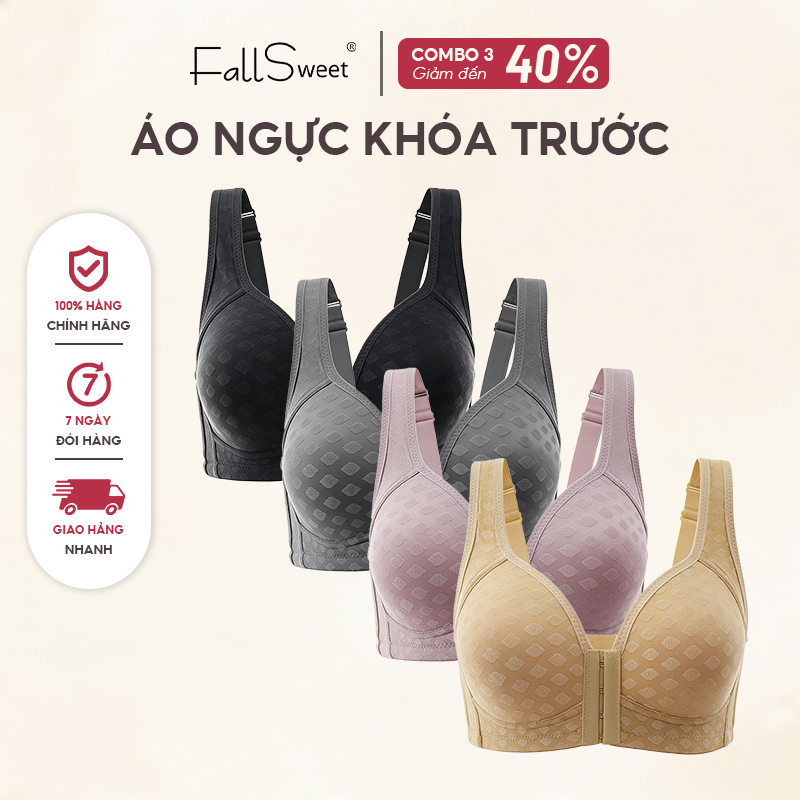 Combo FallSweet 1 / 3 Plus Kích Thước Áo Ngực Đóng Trước Cho Nữ Liền Mạch Không Dây Push Up Bralette Thoải Mái Brassiere