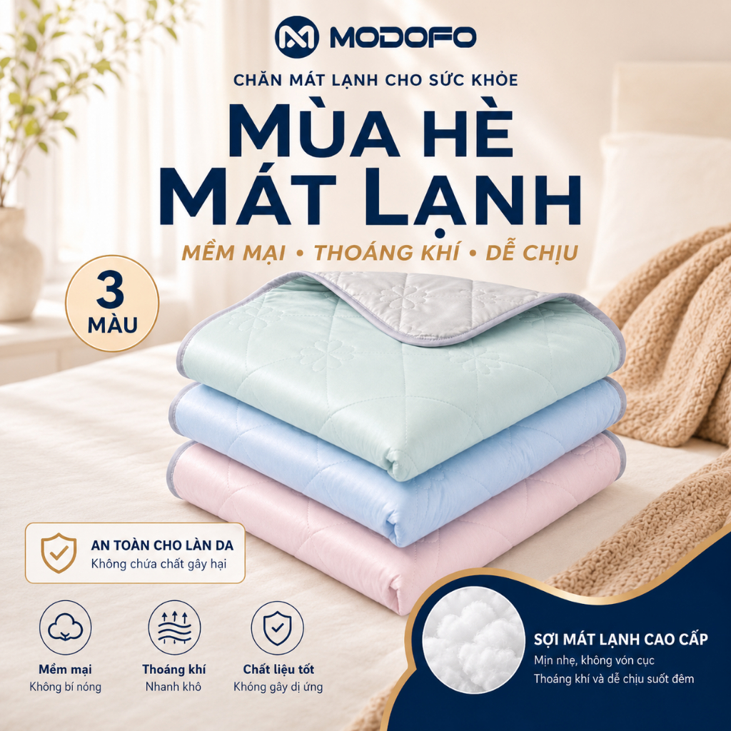Chăn Mùa Hè Mát Lạnh MODOFO Làm Mát 2 Mặt Thoáng Khí Giặt Máy