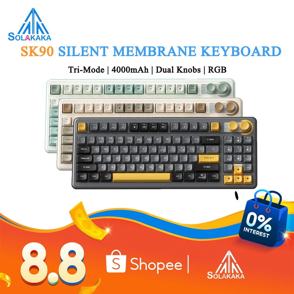 Bàn phím màng không dây SOLAKAKA SK90 90 phím RGB Tri-Mode Bluetooth5.0 / 2.4G / USB-C hỗ trợ có dây Văn phòng Chơi game | BigBuy360 - bigbuy360.vn