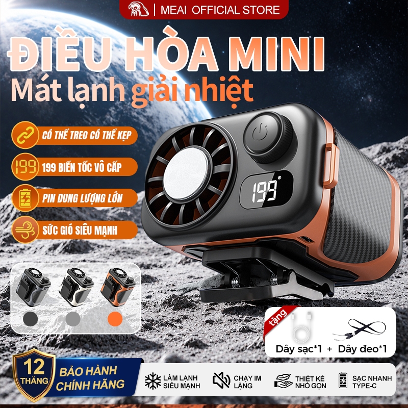MEAI KG24 Quạt Đeo Thắt Lưng Mini Không Cần Cầm Tay, 199 Cấp Gió, Quạt Sạc Tích Điện USB Pin Lâu, Quạt Cá Nhân Làm Mát Khi Làm Việc Ngoài Trời, Du Lịch, Thể Thao