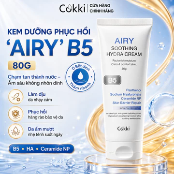 Kem phục hồi B5 Cokki 80g | Kết cấu nhẹ như nước, phục hồi dịu nhẹ, giảm ửng đỏ và khóa ẩm | Dành riêng cho da nhạy cảm và da dầu thiếu nước | Mỏng nhẹ, không bí da