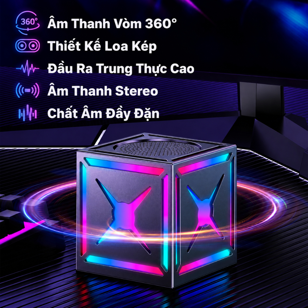 Loa Bluetooth không dây HiFi có tuổi thọ pin siêu dài Âm thanh vòm âm thanh nổi ghép nối nhiều tầng và ánh sáng xung quanh RGB | BigBuy360 - bigbuy360.vn