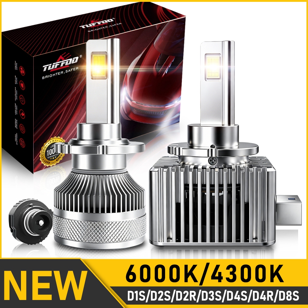 TUFFOO 2 Chiếc LED D1S D2S D4R D3S D2R D4R D5S D8S Bóng Đèn Pha Led Ô Tô Trắng 4300K Vàng Trắng Ấm