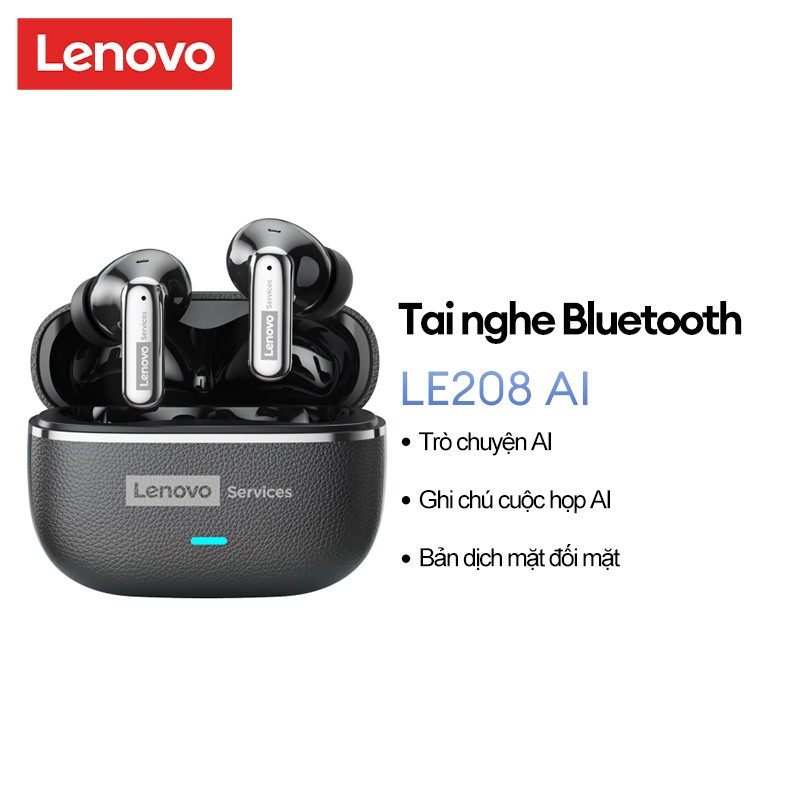 Tai nghe chơi game Lenovo LE208 AI Tai nghe Bluetooth Chất lượng âm thanh HIFI 36 giờ Tuổi thọ pin siêu dài IPX5 Bluetooth chống nước 6.0
