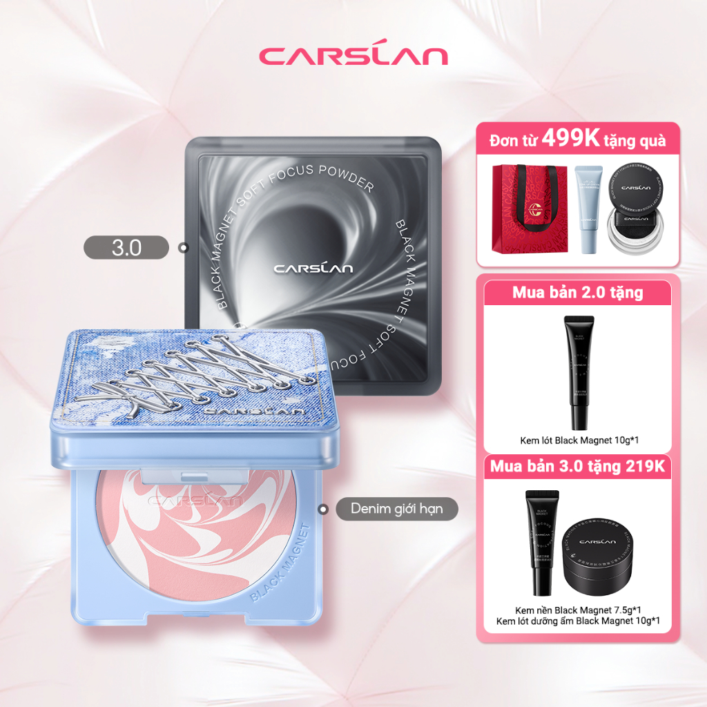 Phấn phủ nén Black Magnet CARSLAN lâu trôi kiềm dầu 24 giờ 8g