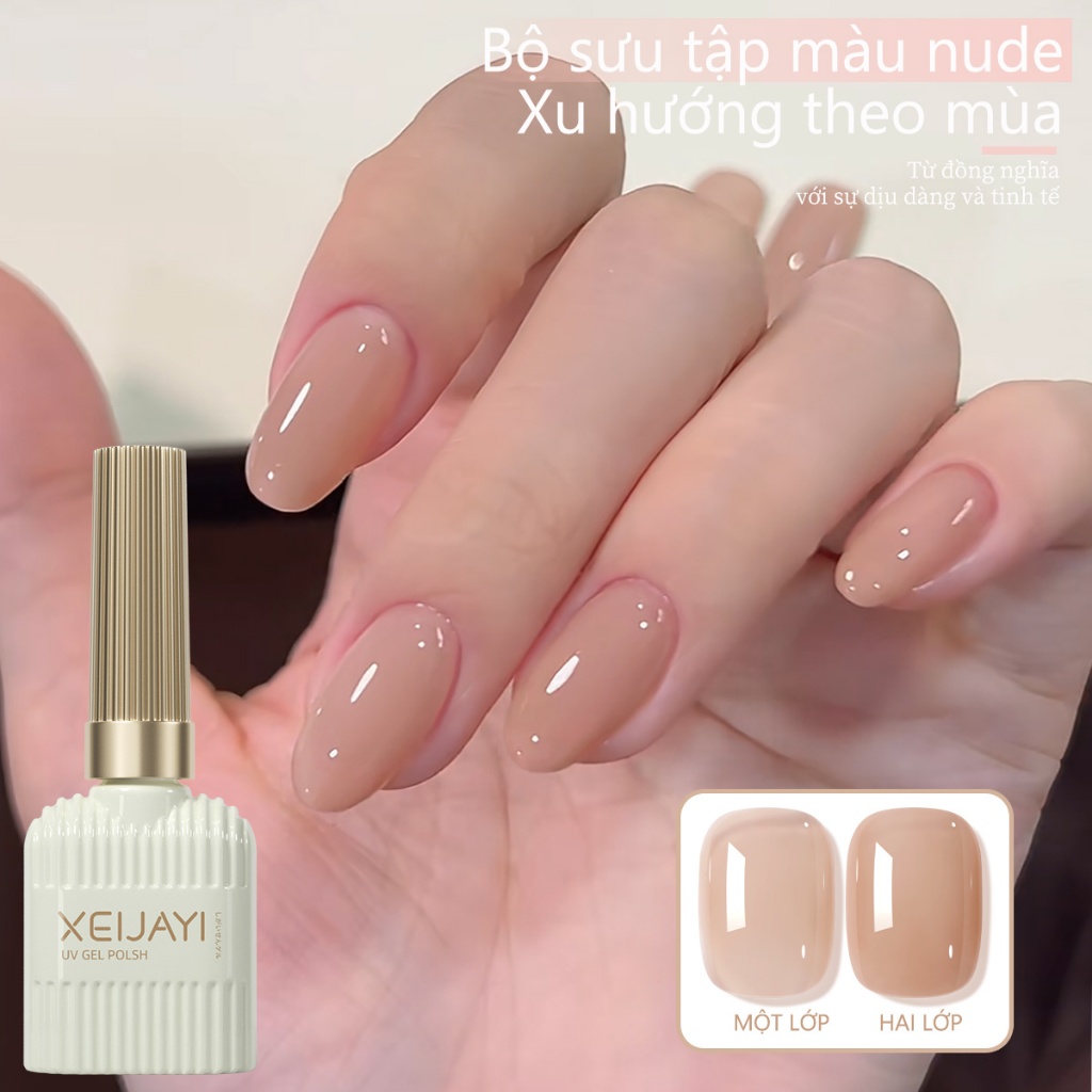 XEIJAYI 15ml - Sơn móng tay dạng gel màu nâu nude bán trong suốt mới, thích hợp sử dụng tại salon
