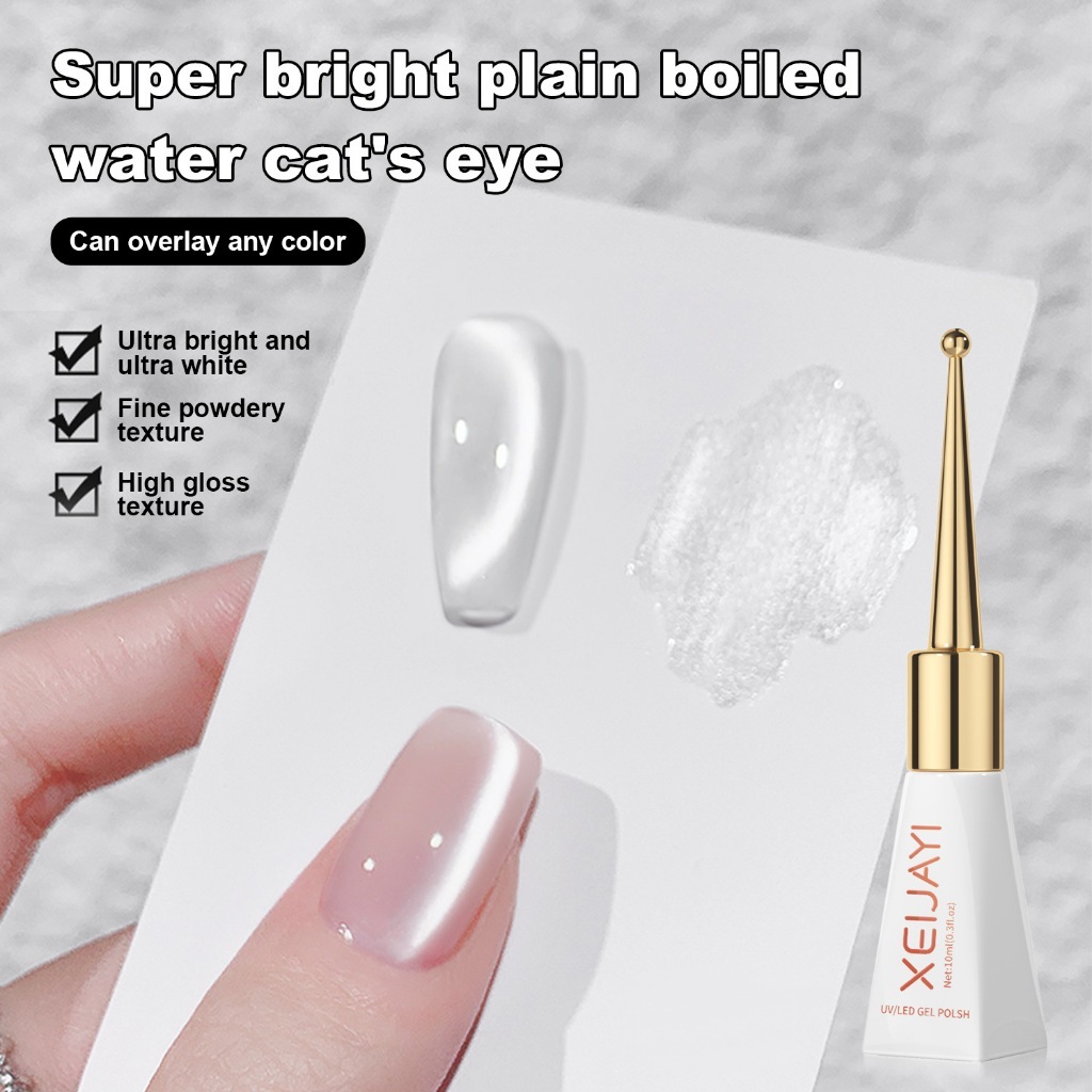 XEIJAYI 10ml- Sơn móng tay dạng Gel mắt mèo trắng, sáng lâu trôi, thích hợp để sử dụng hàng ngày.