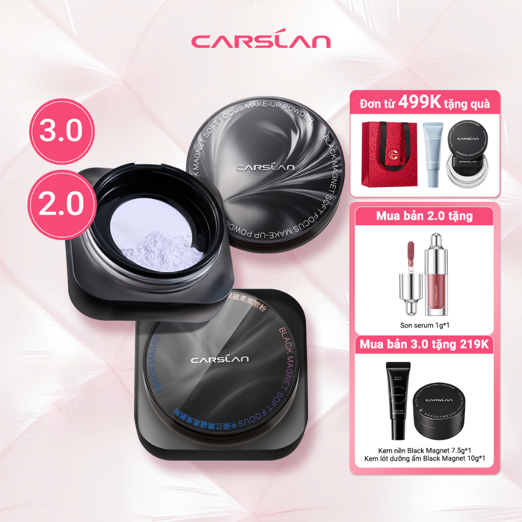 Phấn phủ bột Black Magnet 2.0&3.0 kiềm soát dầu suốt ngày dài nam châm màu đen Carslan 8g