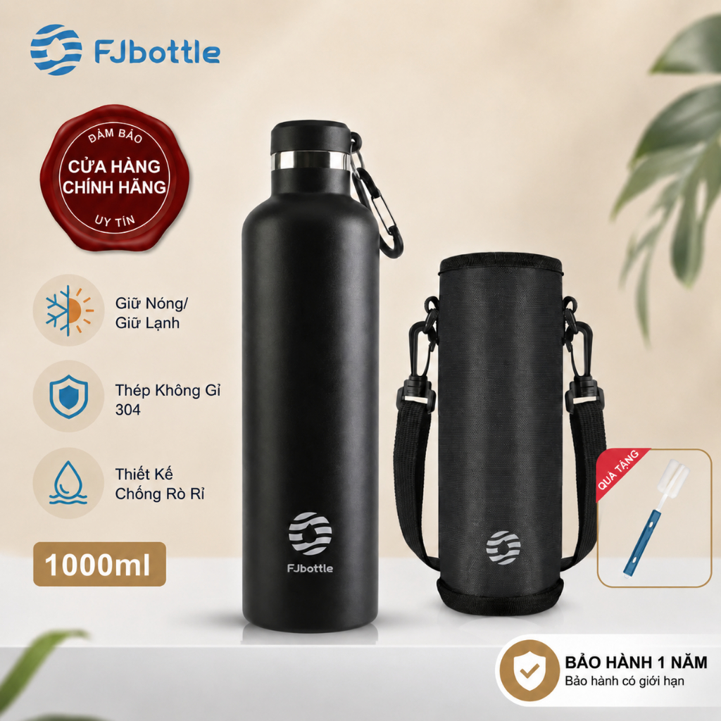 Bình Giữ Nhiệt FJbottle 750ml/1000ml Bình Nước Giữ Nhiệt Thể Thao Cho Học Sinh, Kèm Túi