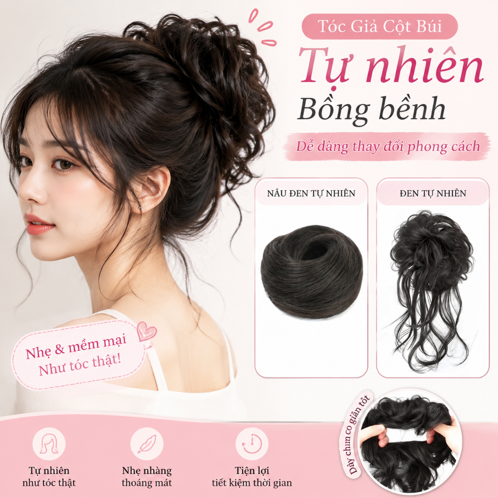 Tóc Giả Bóng Đầu Lười Dây Buộc Tóc Bồng Bềnh Tóc Lượn Rụn Phụ Kiện Cho Nữ