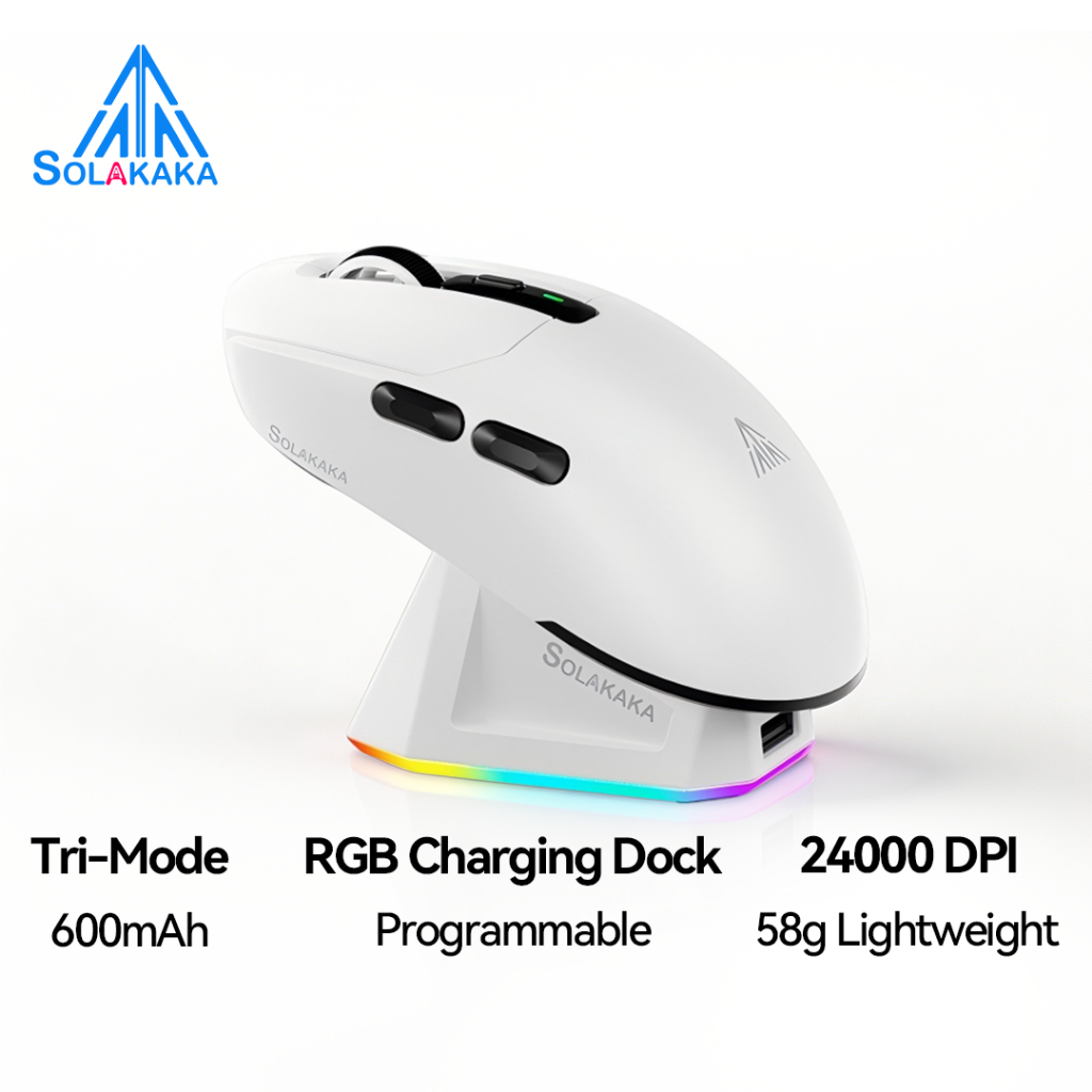 Chuột không dây SOLAKA SM820 Bluetooth / 2.4G / USB-C 24000 DPI 600mAh Sạc nhanh RGB Dock 62g Chuột nhẹ | BigBuy360 - bigbuy360.vn