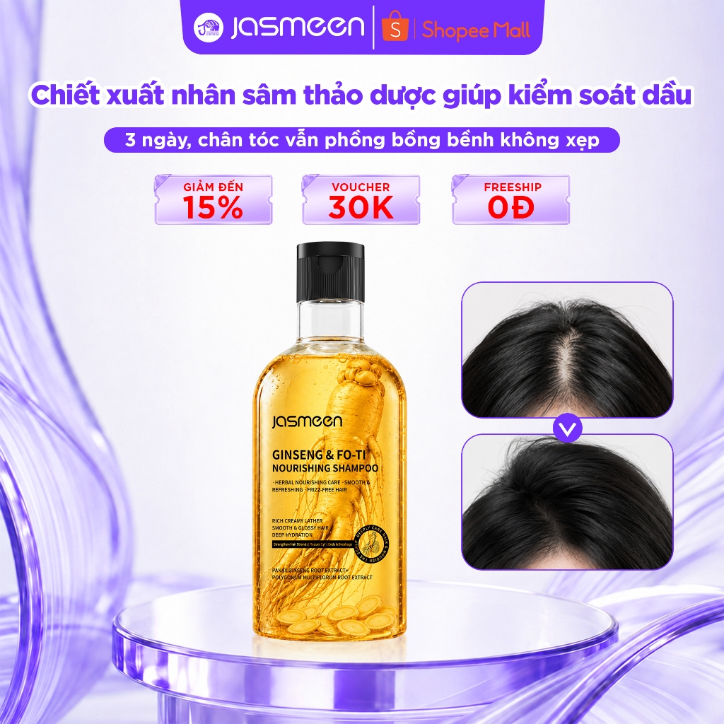 Dầu gội dược liệu nhân sâm JASMEEN 400ml chính hãng, Dưỡng Tóc Chăm Sóc Tóc Nam Nữ