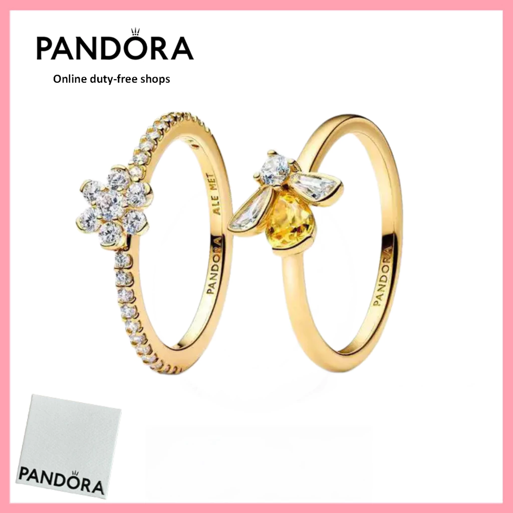 S925 trang sức bạc nguyên chất kèm hộp mới trang sức Bee My Honey Ring Set