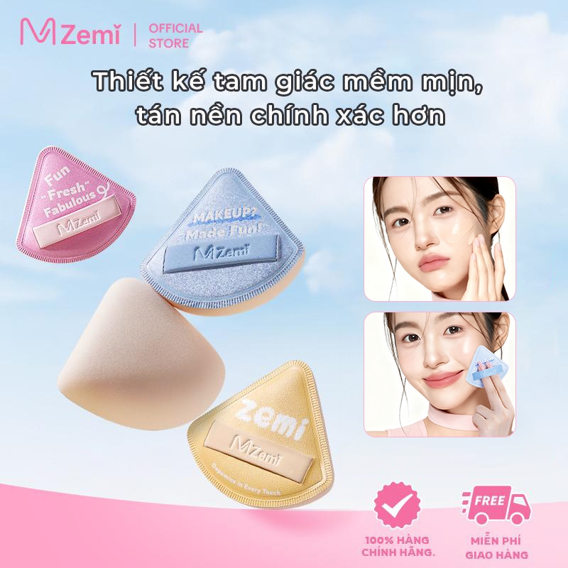 ZEMI Bộ 2 Bông Mút Trang Điểm Kèm Hộp, Siêu Mềm, Tán Nền Đều, Dùng Khô Và Ướt