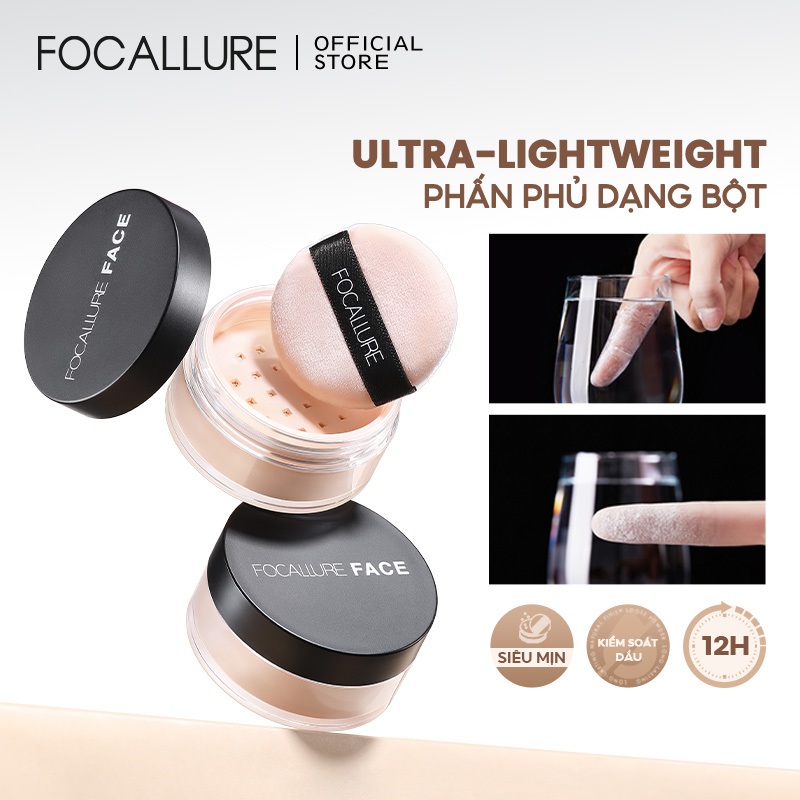 Phấn phủ FOCALLURE trang điểm nền 3 màu sắc tùy chọn 7g