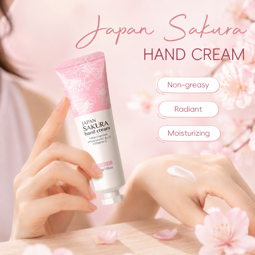 Kem dưỡng da tay LAIKOU hoa anh đào Nhật Bản nuôi dưỡng làm sáng phục hồi làn da thô ráp cao cấp 30g