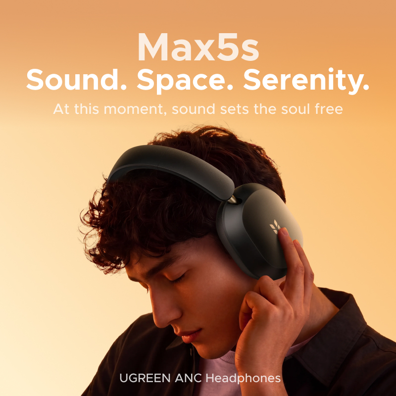 [MỚI] Tai nghe bluetooth  chụp tai UGREEN Studio Max5s, thời lượng pin 112 giờ,  chống ồn chủ động -45dB, bluetooth 6.0, Độ trễ thấp, với 5 micrô, LDAC & Hi-Res | BigBuy360 - bigbuy360.vn