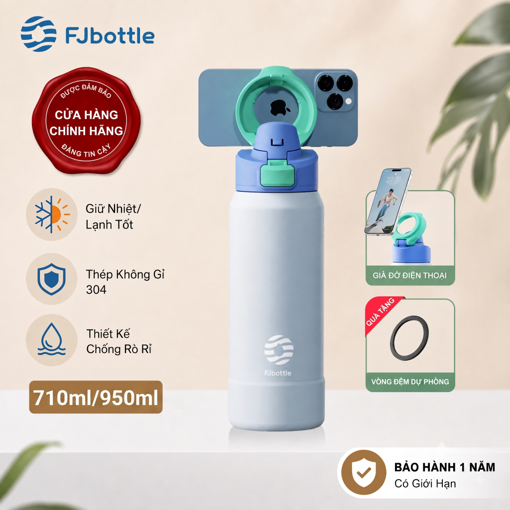 Bình Giữ Nhiệt FJbottle 710ml/950ml Bình Nước Giữ Nhiệt Giá Đỡ Nắp Từ Tính Cho Mọi Điện Thoại