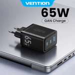 Vention Củ sạc nhanh GaN 65W -  3 cổng (2 USB-C + 1 USB-A) hỗ trợ PD 3.0, QC 4.0, PPS -  Sạc Nhanh Laptop/phone 17/16/15/14/13/12/11/Pad - Hàng Chính Hãng — ảnh 1