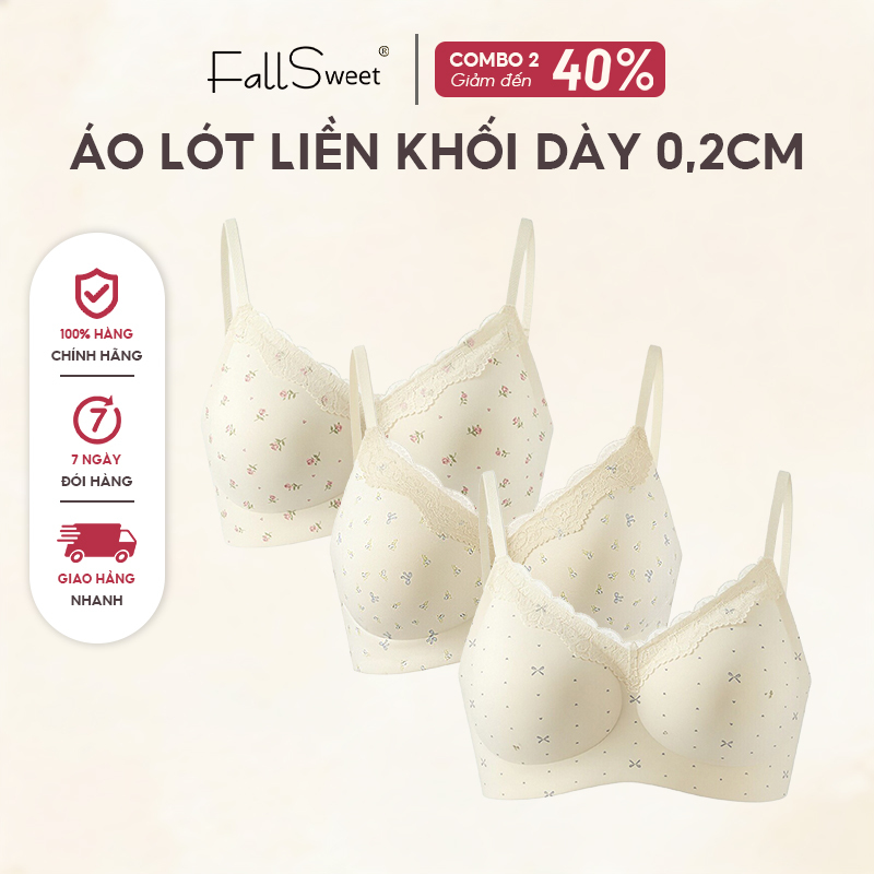FallSweet Mỏng 0.2CM In Áo Ngực Cho Nữ Không Dây Push Up Bralette Ren Pháp Quần Lót Thoáng Khí