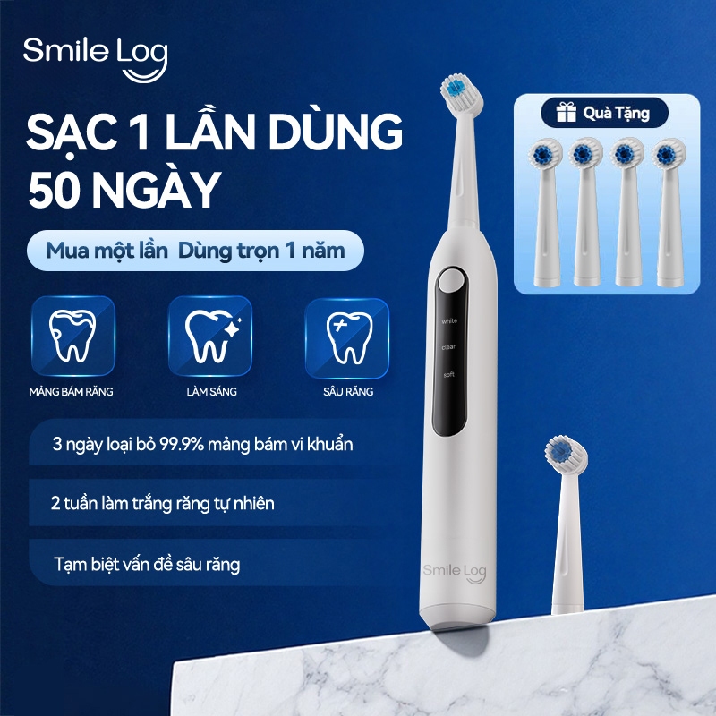 Smile Log bàn chải điện đa chế độ bảo vệ nướu làm sạch sâu 360° loại bỏ mảng bám hiệu quả
