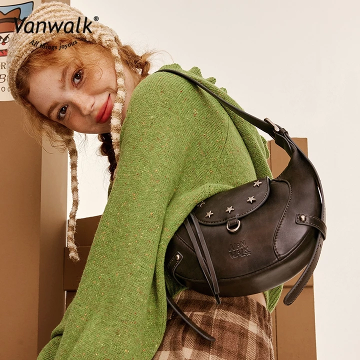 Vanwalk Túi Kẹp Nách Túi Đeo Vai Ngắn Túi Underarm xách Nhẹ nhàng Chống thấm nước kẹp nách một vai charm Quà tặng miễn phí Giao hàng nhanh Dòng Cao Bồi V2712 – 5